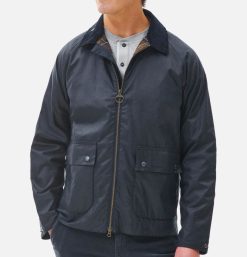 BARBOUR Sweats & Polaires | Veste Short Bedale Wax Navy