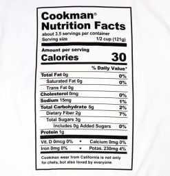 COOKMAN T-Shirts | Tee Shirt Nutrition Facts White