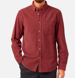 PORTUGUESE FLANNEL Chemises & Polos | Chemise Lobo Cord Bordeaux