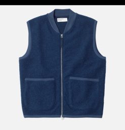 UNIVERSAL WORKS Pulls & Cardigans | Zip Waistcoat Wool Indigo