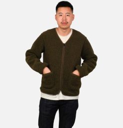 COLDBREAKER Sweats & Polaires | Zip Up Vee Cardigan Khaki