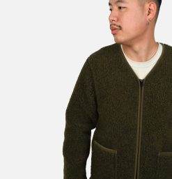 COLDBREAKER Sweats & Polaires | Zip Up Vee Cardigan Khaki