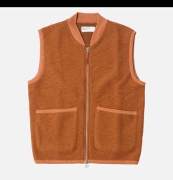 UNIVERSAL WORKS Pulls & Cardigans | Zip Waistcoat Wool Orange