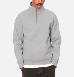 CARHARTT WIP Sweats & Polaires | Chase Neck Zip Sweat Grey Heather